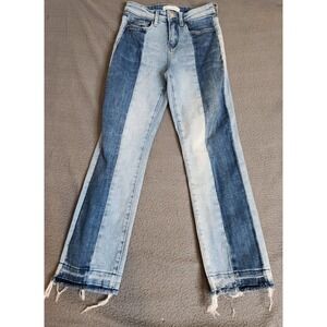 Flying Monkey Jeans Women's Sz 25 Two Tone Crop Ankle Stretch Distressed Denim